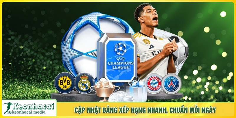 Cập nhật bảng xếp hạng nhanh, chuẩn mỗi ngày